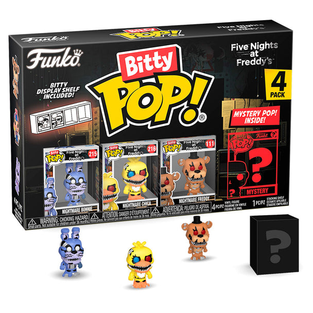 Blister contenant 4 figurines Bitty POP Nightmare Bonnie de Five Nights at Freddy's dans leur emballage rigide FUNKO