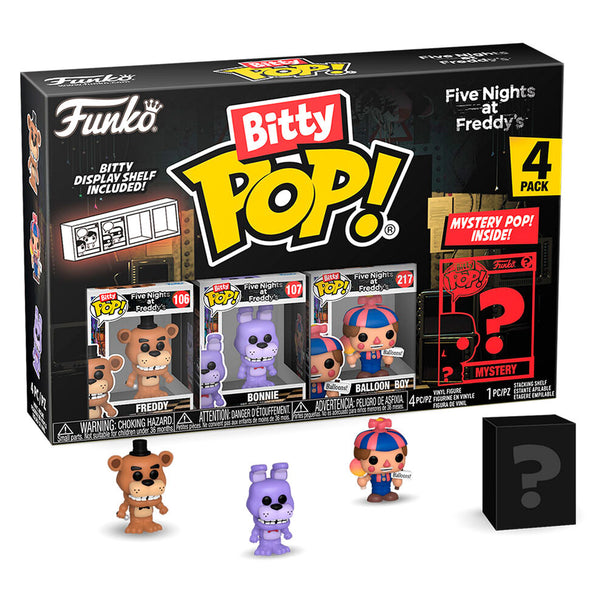 Zoom sur une figurine Bitty POP Freddy rare de Five Nights at Freddy's avec détails précis et couleurs vives.