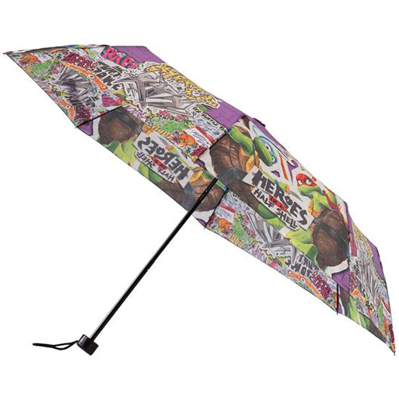 Parapluie pliant manuel Ninja Turtles 48 cm fermé avec logo CYP BRANDS visible