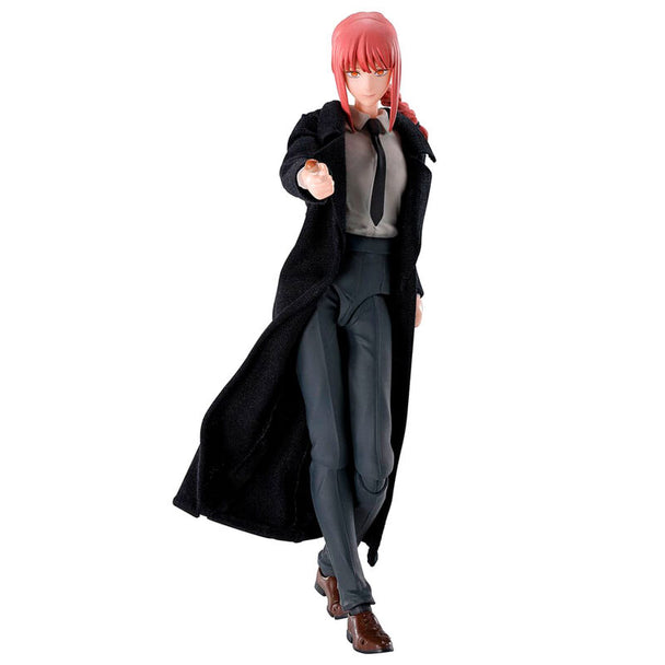 Figurine articulée Makima de Chainsaw Man en tenue rouge, vue de face avec détails précis
