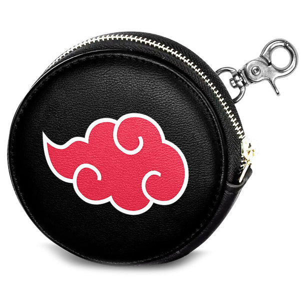 Porte-monnaie rond Naruto Clouds de KARACTERMANIA avec fermeture éclair, dimensions 2,3x8,7x8,7cm, design inspiré de la série Naruto.