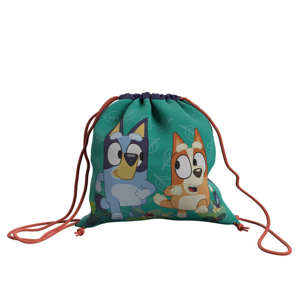 Sac de sport Bluey Leaves 25 cm de couleur bleue avec motifs feuilles, vue de face sur fond blanc