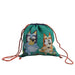 Sac de sport Bluey Leaves 25 cm de couleur bleue avec motifs feuilles, vue de face sur fond blanc