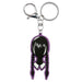 Porte-clés Wednesday Addams accroché à un sac, montrant son design compact et sa robustesse pour un usage quotidien