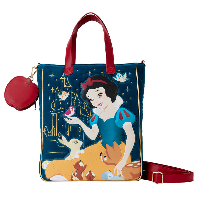 Vue de face du sac Loungefly Disney Blanche-Neige avec ses couleurs vives et détails soignés