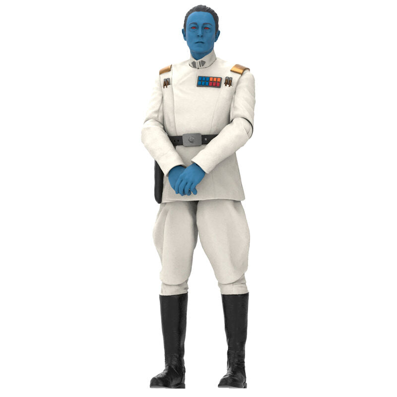 Image montrant la pose articulée de la figurine Grand Admiral Thrawn avec accessoires