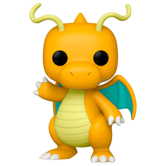 Figurine Funko POP Dragonite en vinyle de 9 cm dans sa boîte cadeau, vue de face avec détails colorés