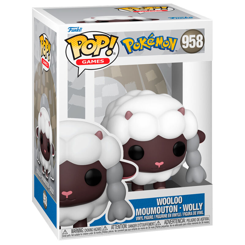 Vue rapprochée de la figurine Pokémon Wooloo Funko POP montrant les détails et la qualité du vinyle