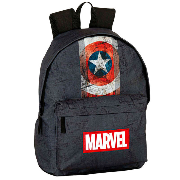 Sac à dos Marvel Captain America Heritage 42cm vu de face avec logo PERONA et fermeture éclair