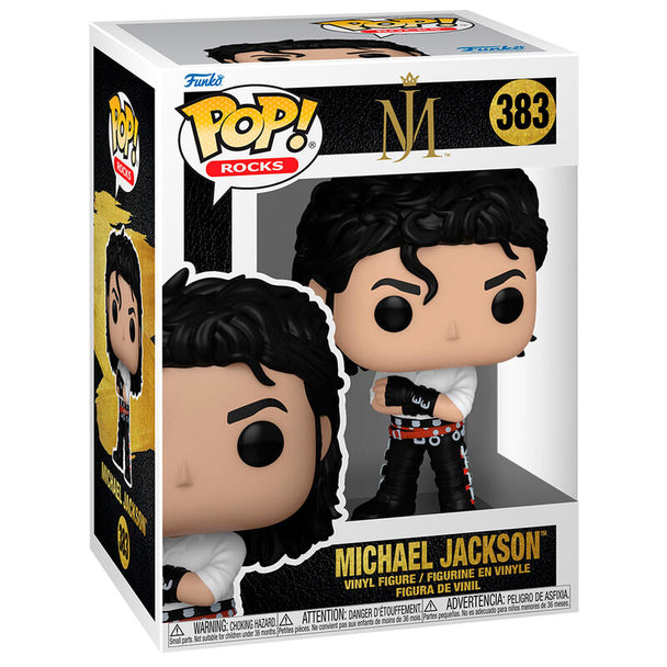 Figurine Funko POP Michael Jackson de 9 cm dans sa boîte cadeau officielle, vue de face avec détails précis