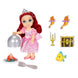 Accessoires inclus pour changer Ariel en sirène ou princesse, présentés sur fond blanc