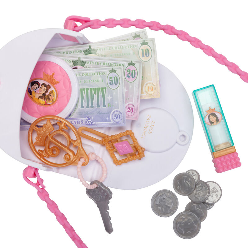 Accessoires variés pour sac Disney Princess Chic disposés ensemble