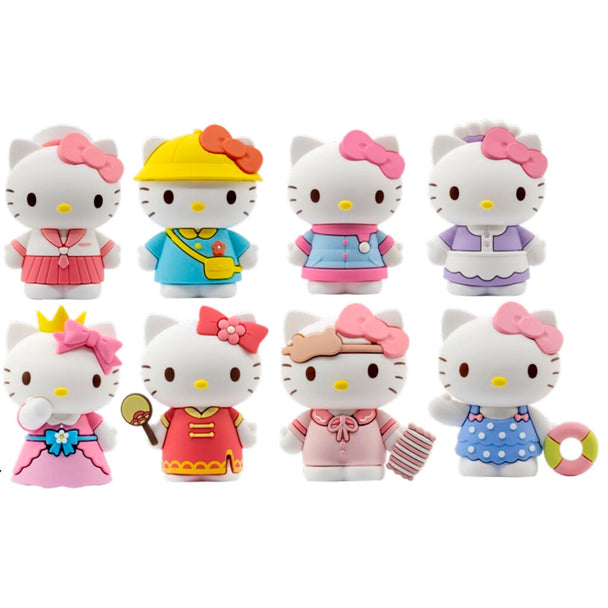 Figurine Hello Kitty en tenue rose avec accessoires, hauteur 7 cm, collection YUME TOYS