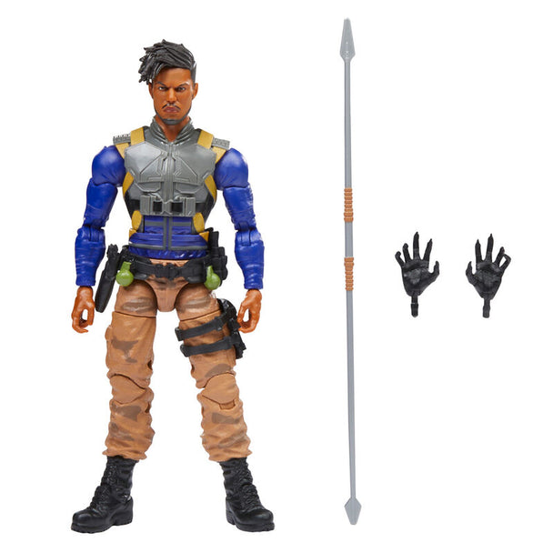 Vue rapprochée de la tête et du visage détaillé de la figurine Killmonger HASBRO