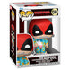 Vue rapprochée de la figurine Deadpool Sleepover Funko POP montrant les détails colorés et le packaging