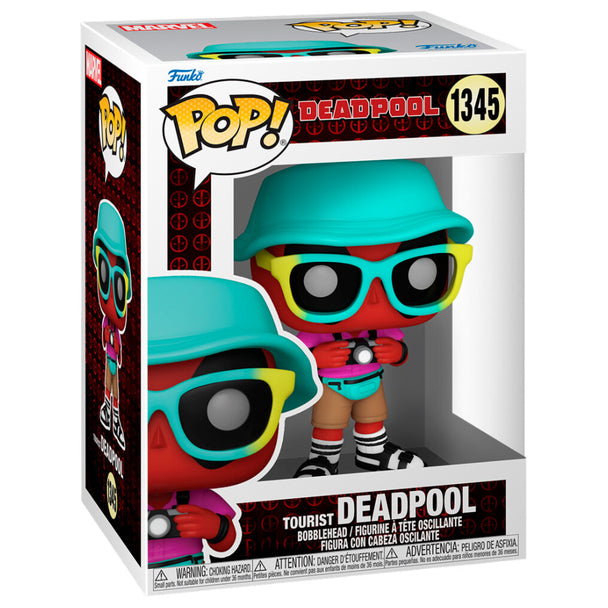 Figurine Funko POP Deadpool Tourist en vinyle de 9 cm avec tenue de touriste et accessoires colorés