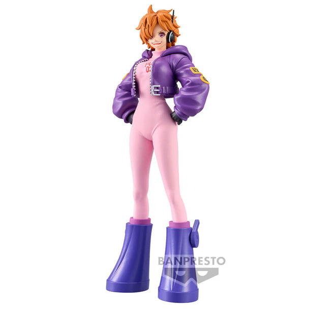 Figurine Dr. Vegapunk Lilith de la série One Piece Grandline, vue de face, hauteur 16cm, marque BANPRESTO.