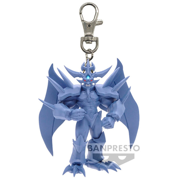 Figurine porte-clés Obelisk the Tormentor de Yu-Gi-Oh! mesurant 6cm, fabriquée par BANPRESTO, idéale pour collection et décoration.