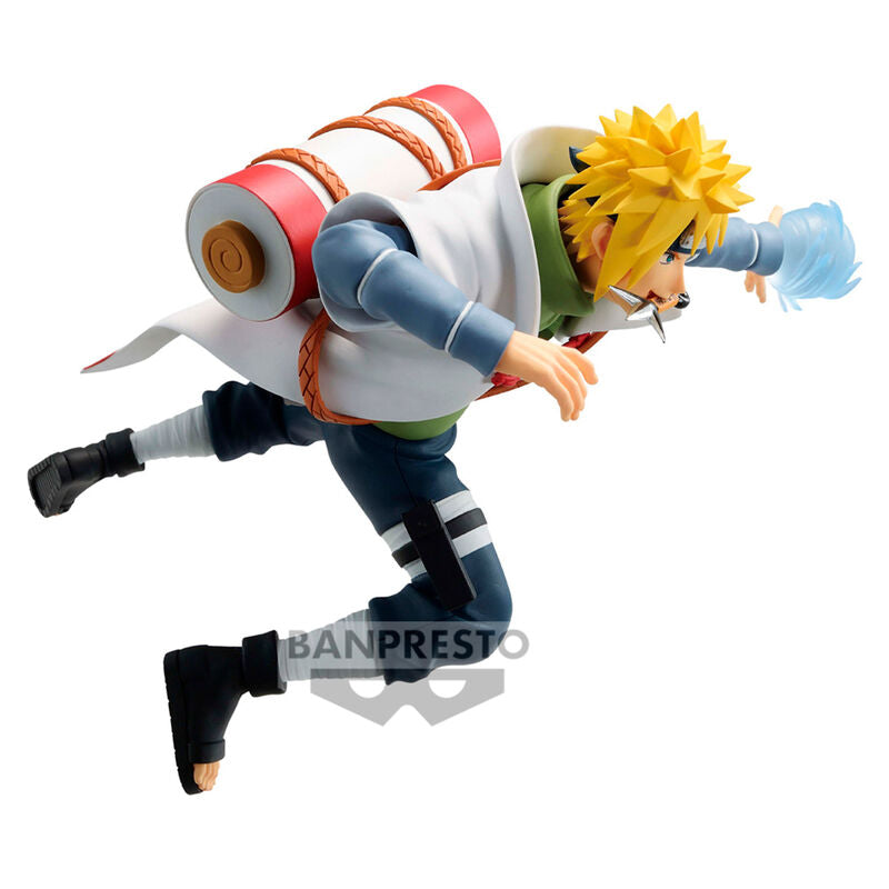 Profil gauche de la figurine Namikaze Minato 15cm avec son costume emblématique