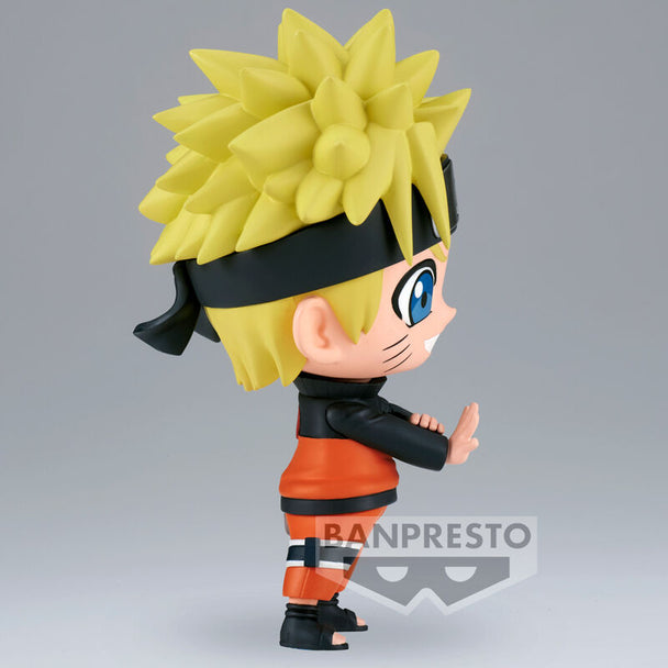 Profil gauche de la figurine BANPRESTO Naruto Shippuden Uzumaki Naruto en position dynamique