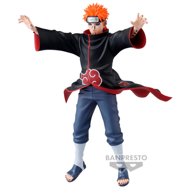 Vue latérale de la figurine Pain Vibration Star Naruto Shippuden de 17 cm, mettant en avant la qualité BANPRESTO