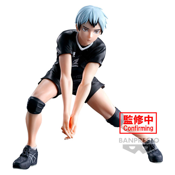 Profil gauche de la figurine Shinsuke Kita Haikyu!! montrant sa posture dynamique