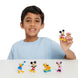 Vue d'ensemble des 5 figurines Disney Mickey du pack JUST PLAY, illustrant leur taille et leur design unique