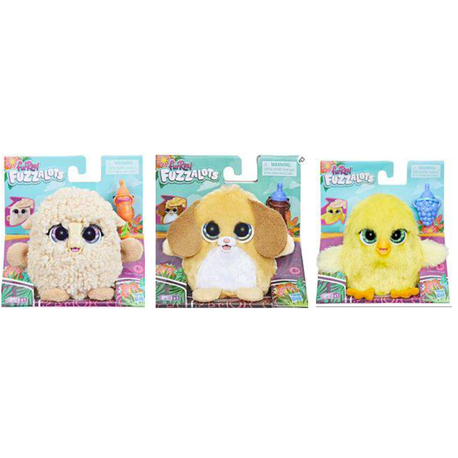 Peluche interactive FurReal Fuzzalots de 9 cm en différentes couleurs, idéale pour enfants à partir de 4 ans, fabriquée par JUST PLAY.
