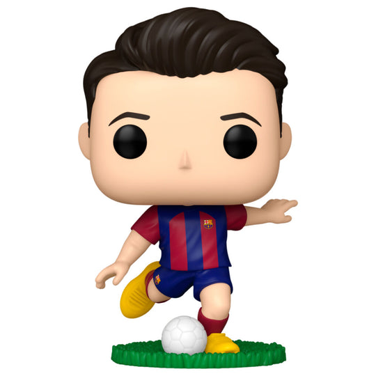 Figurine Funko POP de Robert Lewandowski en tenue officielle du FC Barcelone, vue de face avec détails soignés