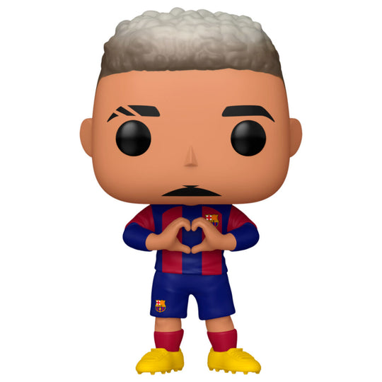 Figurine Funko POP en vinyle de Raphinha en tenue FC Barcelona dans sa boîte cadeau officielle