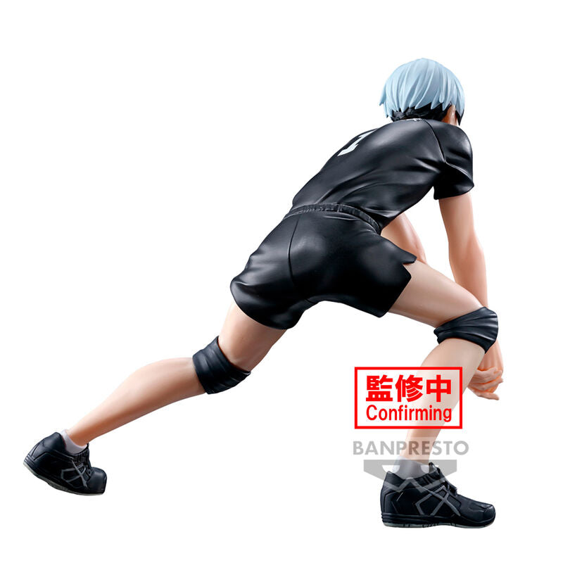 Zoom sur le visage expressif de la figurine Shinsuke Kita Haikyu!! par BANPRESTO