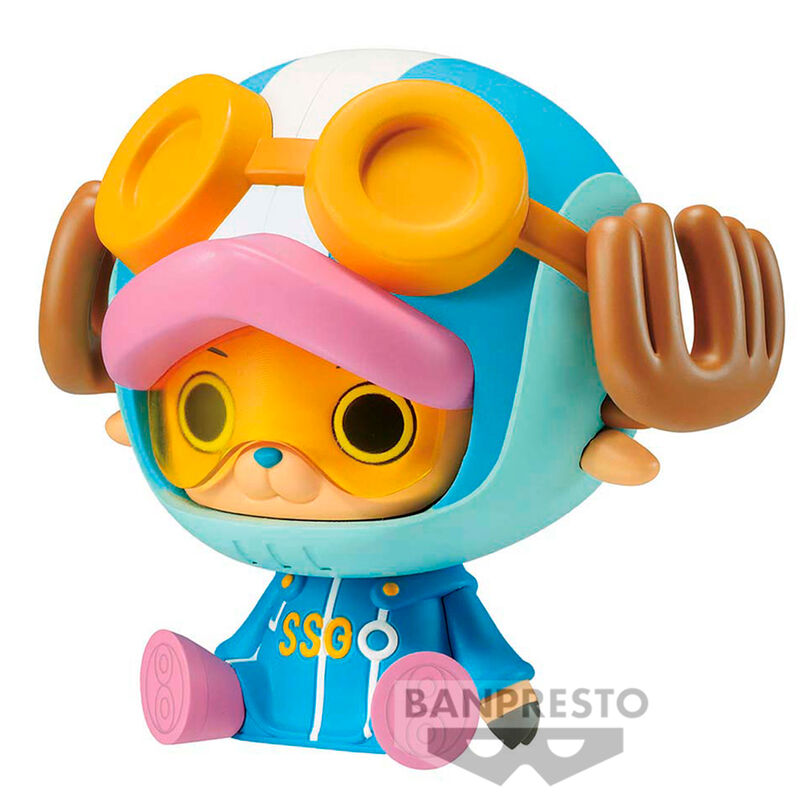 Figurine Chopper Egghead One Piece posée sur un socle, hauteur 11 cm