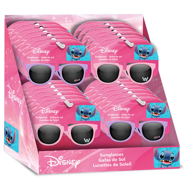 Lunettes de soleil Disney Stitch pour enfants avec monture bleue et verres foncés, vues de face sur fond blanc