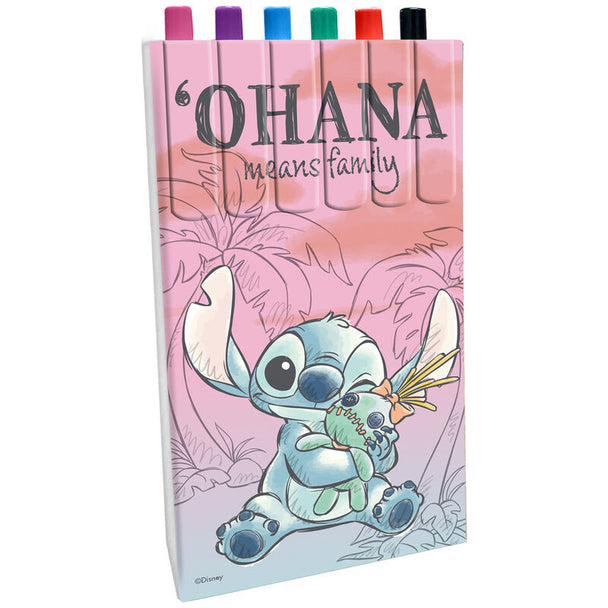 Lot de 6 stylos Disney Stitch avec designs colorés et dimensions compactes 7,5x15x1,5 cm