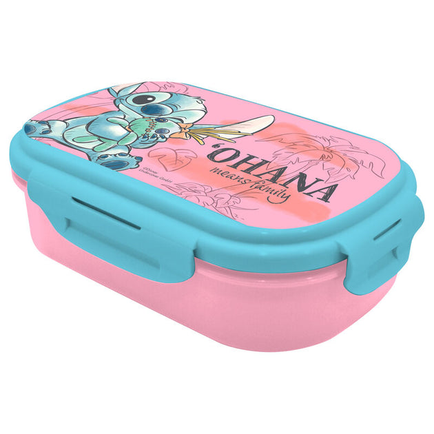 Lunch box Disney Stitch bleue avec couverts intégrés vue de face