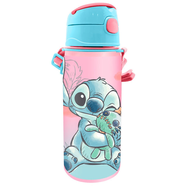 Gourde Disney Stitch en aluminium avec une capacité de 600ml, vue de face sur fond blanc