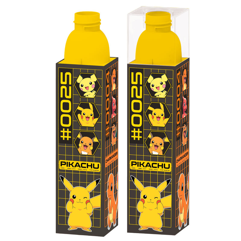 Gourde Pokémon Pikachu Cube 650ml avec design coloré et pratique, idéale pour enfants.