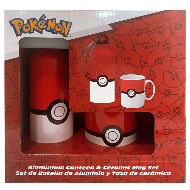 Set complet Pokémon avec mug coloré et gourde aluminium de 500 ml pour enfants