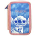 Vue de face de la trousse triple Disney Stitch avec design coloré et logo KIDS LICENSING