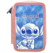 Vue de face de la trousse triple Disney Stitch avec design coloré et logo KIDS LICENSING
