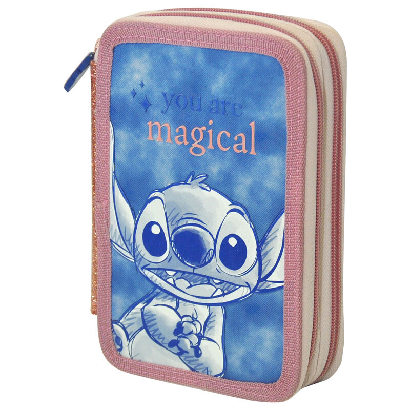Zoom sur la fermeture éclair solide de la trousse triple Stitch Disney, idéale pour enfants