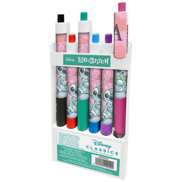 Vue rapprochée des stylos Disney Stitch montrant les détails et les couleurs vives du produit KIDS LICENSING