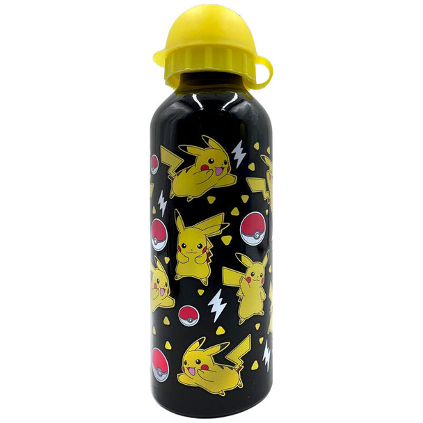 Vue de côté de la bouteille Pokémon montrant la forme ergonomique et le bouchon sécurisé