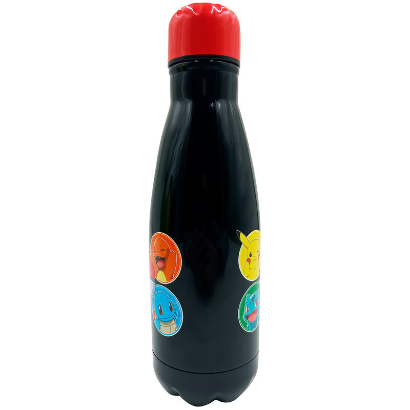 Bouteille enfant Pokémon KIDS LICENSING en acier inoxydable, vue latérale avec bouchon