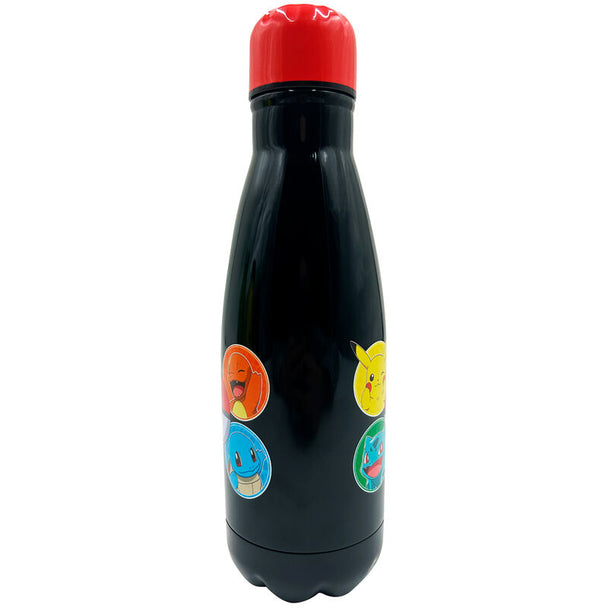 Bouteille enfant Pokémon KIDS LICENSING en acier inoxydable, vue latérale avec bouchon