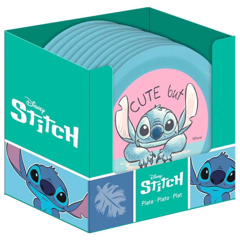 Vue rapprochée de l'assiette Disney Stitch montrant les détails du design et la qualité du matériau