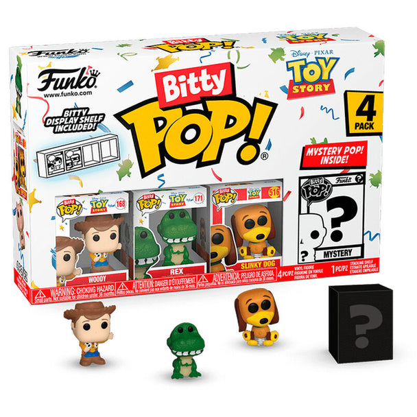 Blister de 4 figurines Bitty POP Disney Toy Story Woody avec boîtiers acryliques transparents