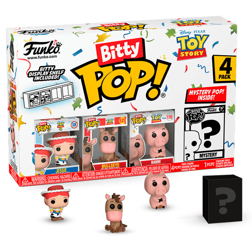 Blister de 4 figurines Bitty POP Toy Story Jessie FUNKO avec boîtiers en acrylique rigide