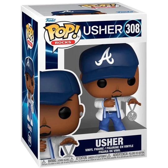 Vue rapprochée de la figurine Funko POP Rocks Usher Yeah montrant ses couleurs vives et son design unique