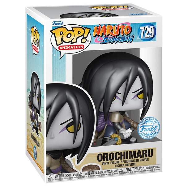 T-shirt Naruto Shippuden Orochimaru en coton noir avec impression haute qualité du personnage.